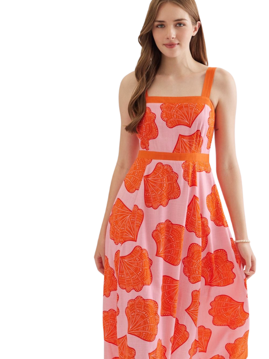 pink and orange dress on a woman