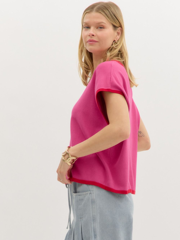 Pink + Red Knit Top