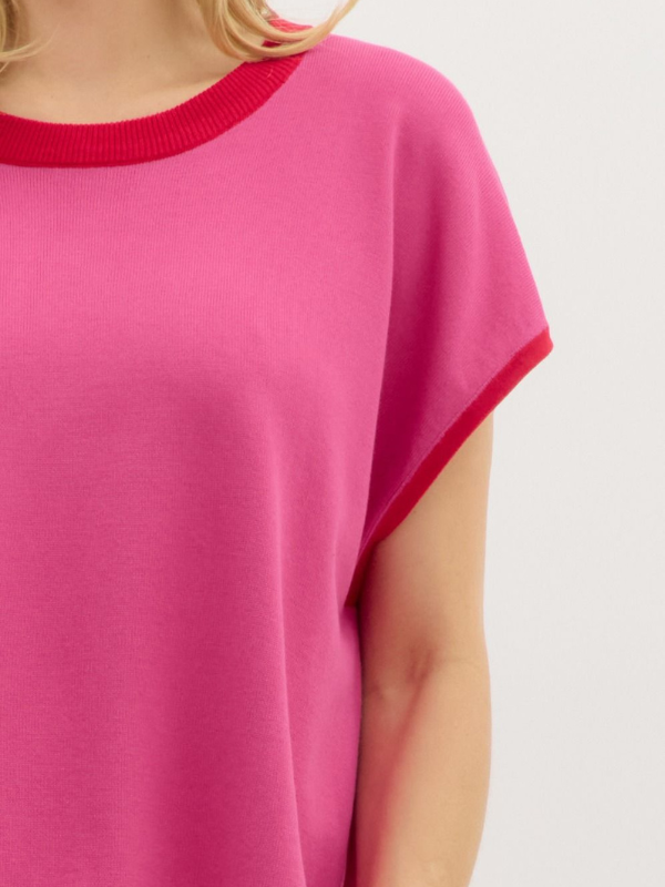 Pink + Red Knit Top