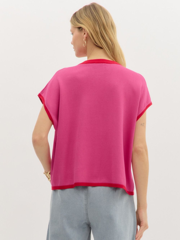 Pink + Red Knit Top
