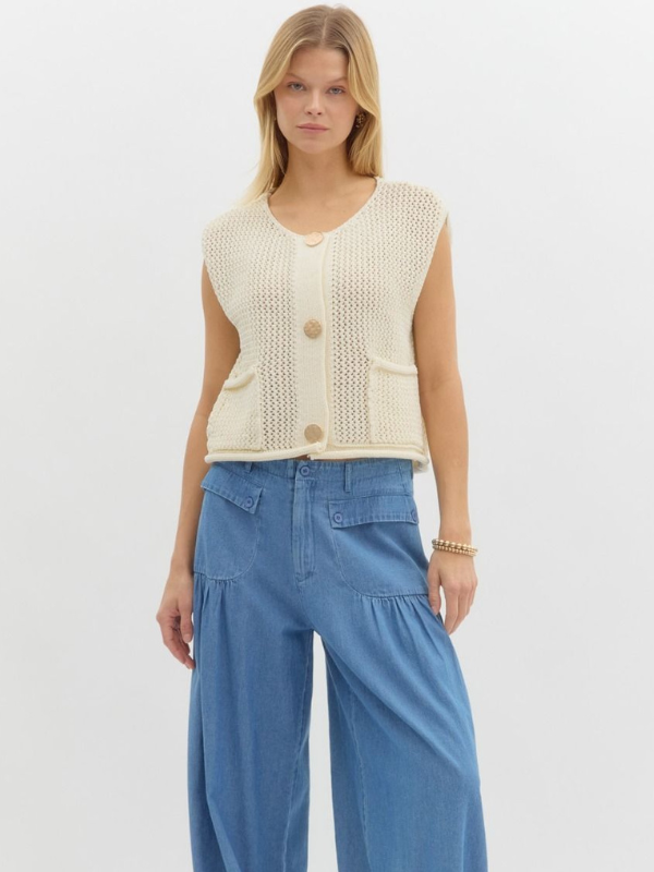 Preppy Natural Sweater Vest