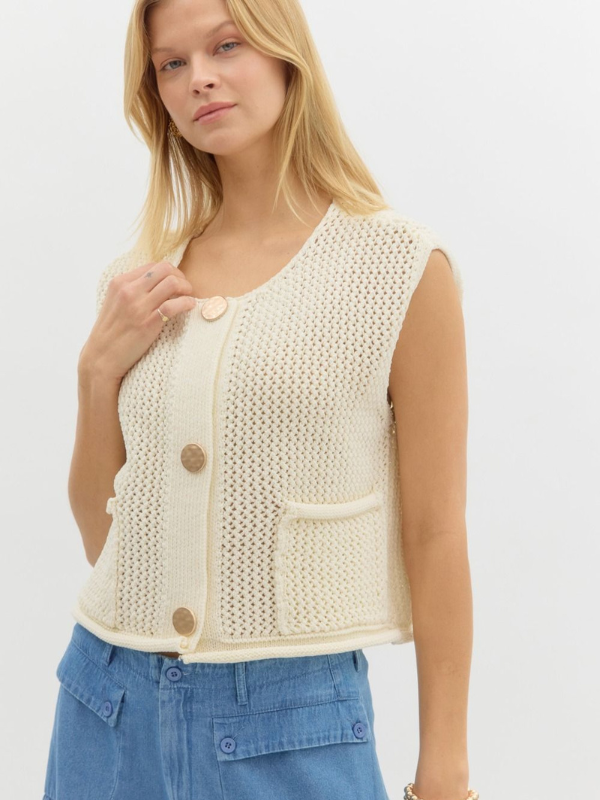 Preppy Natural Sweater Vest