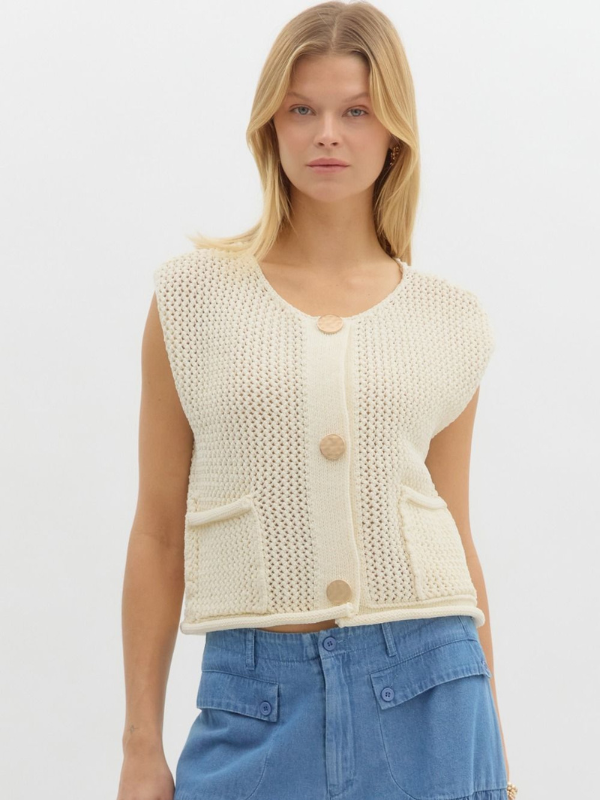 Preppy Natural Sweater Vest