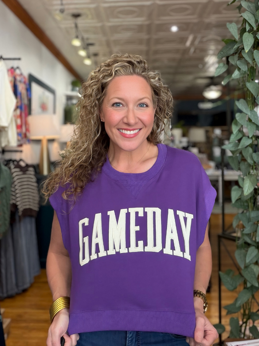 Purple + White Gameday Boxy Top