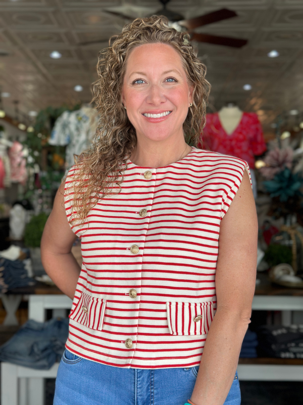 Red Striped Sleeveless Top