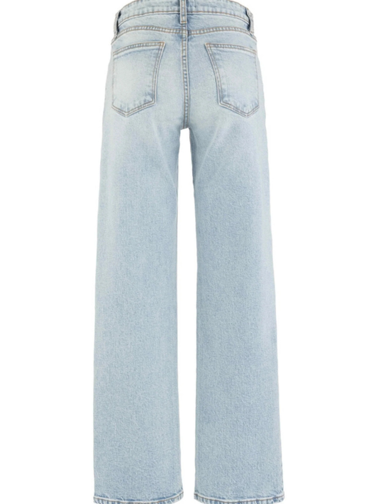 Light blue jeans on a white background