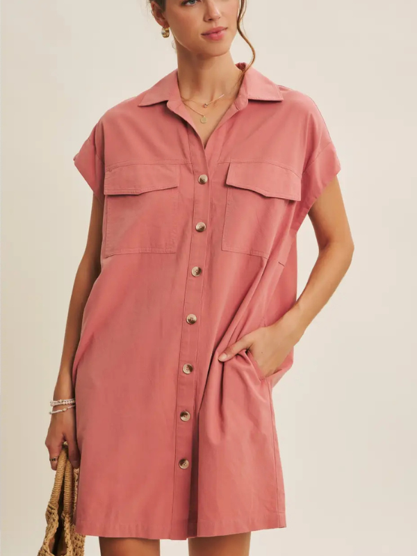 woman wearing rose dress