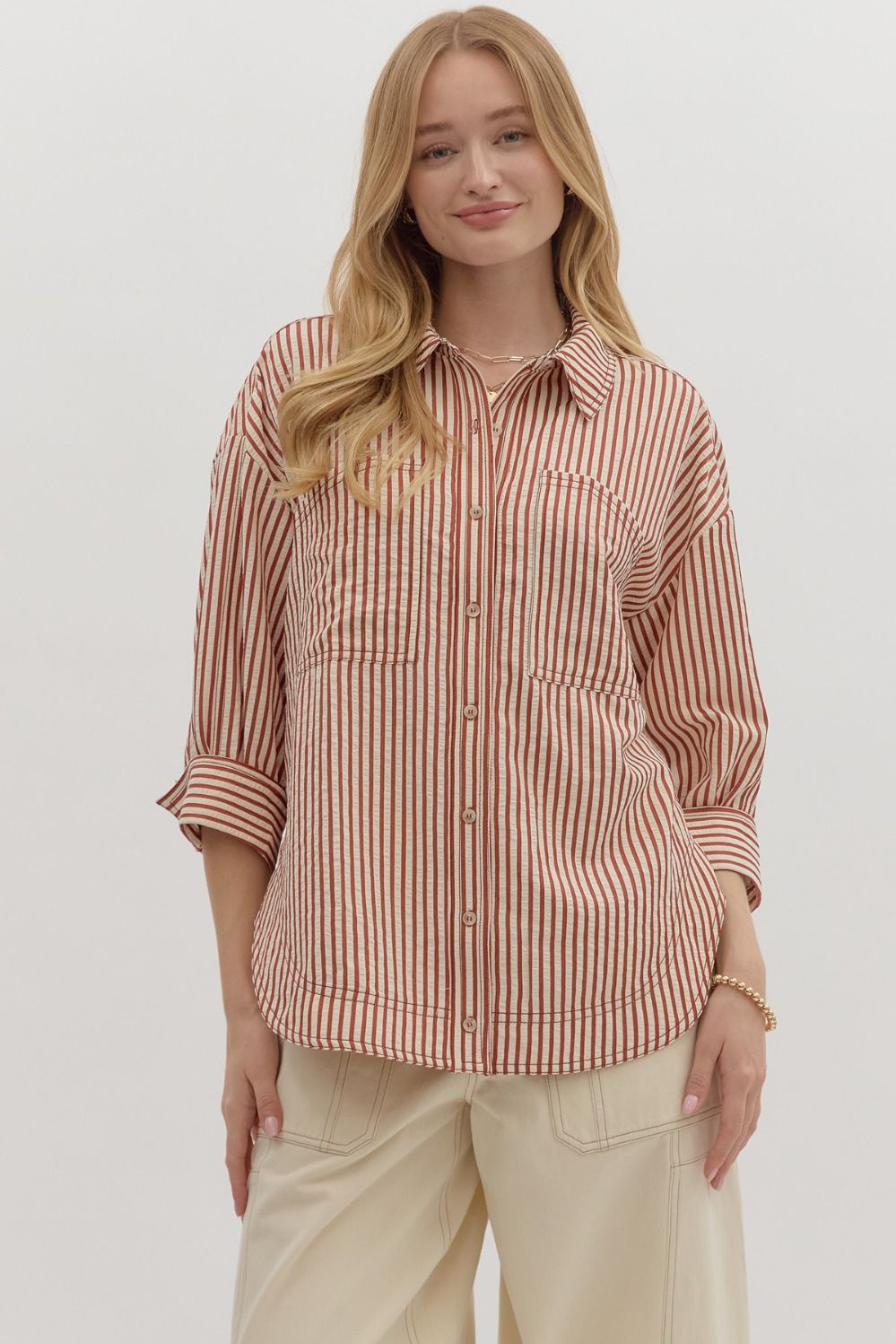 Stripe Double Pockets Top
