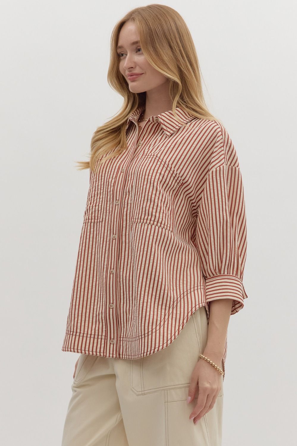Stripe Double Pockets Top