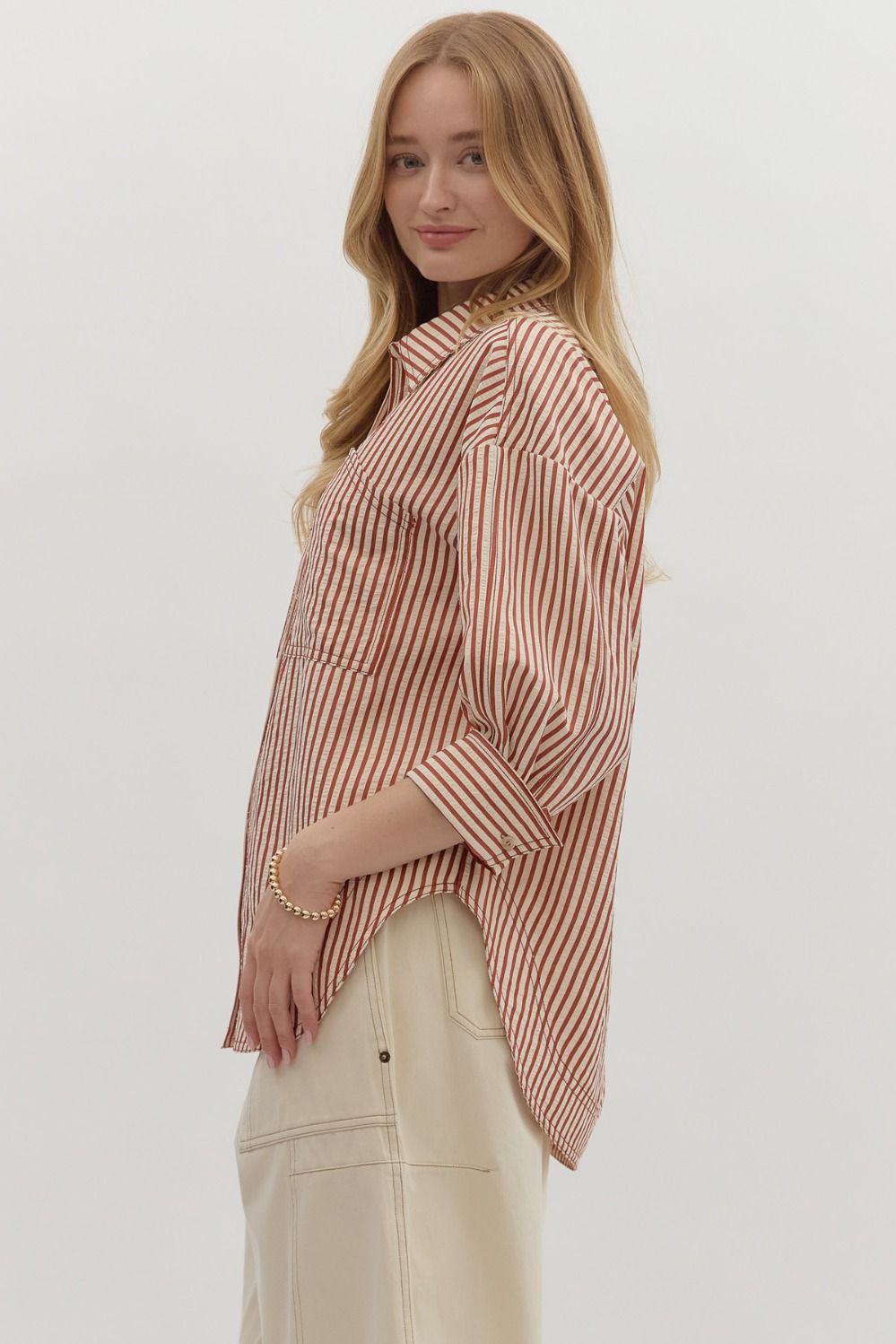 Stripe Double Pockets Top