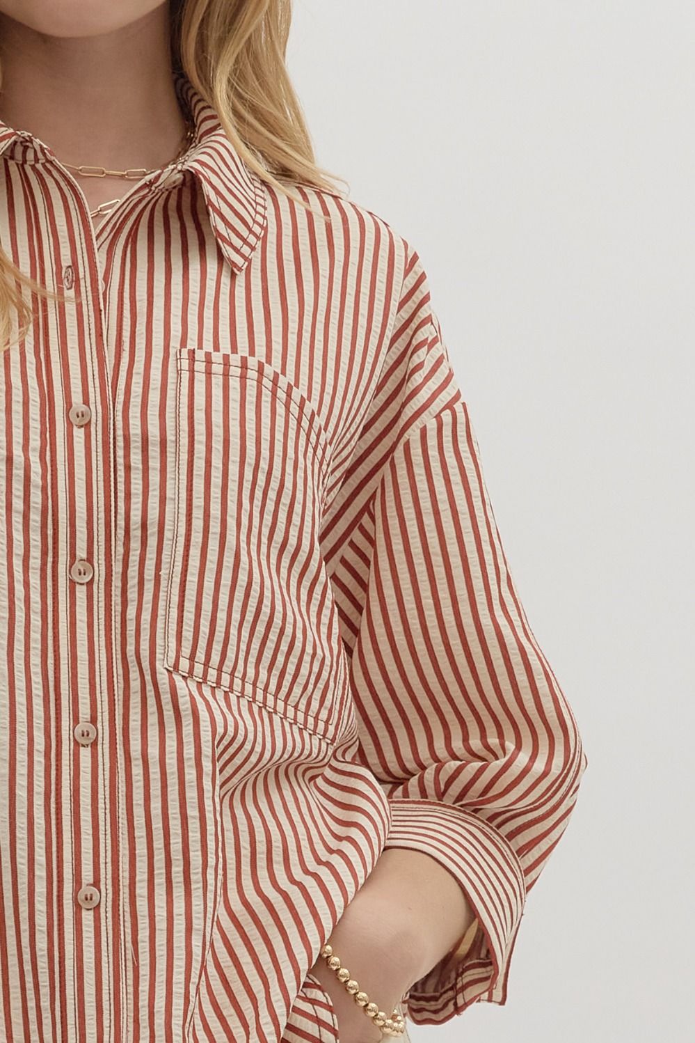Stripe Double Pockets Top