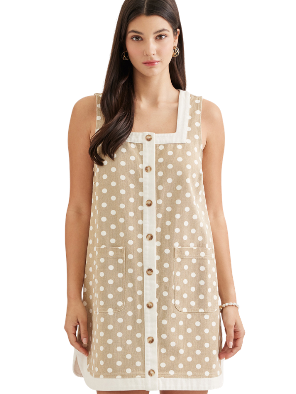Taupe + Cream Polka Dot Denim Dress – Themasonboutique
