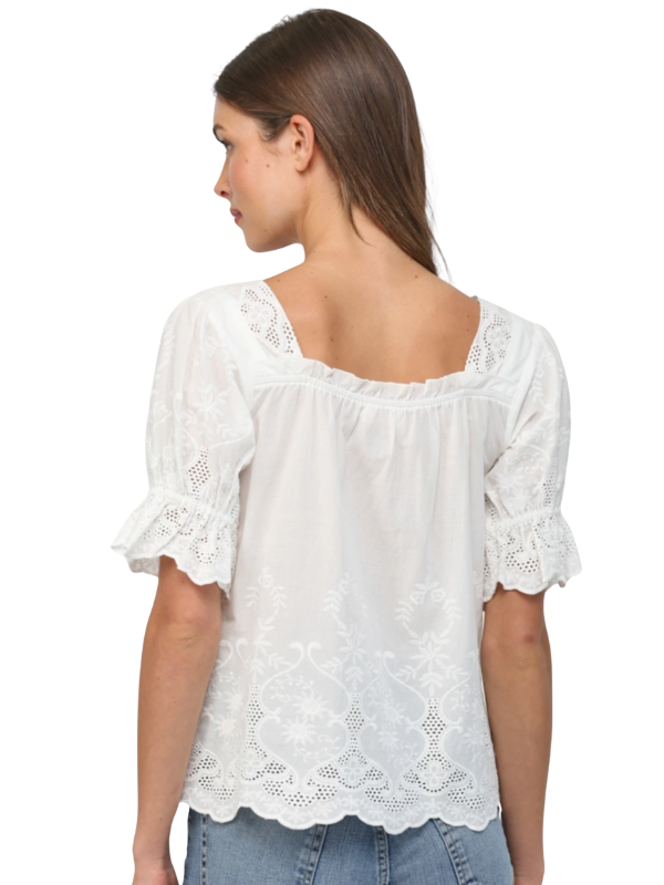 White Eyelet Embroidered Top