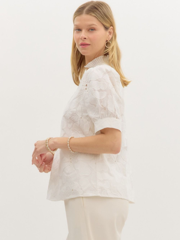 White Floral Embroidered Top
