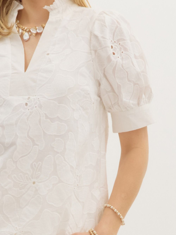 White Floral Embroidered Top