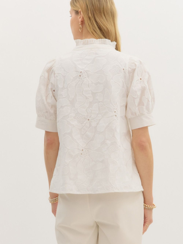 White Floral Embroidered Top