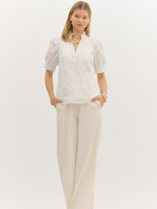 White Floral Embroidered Top