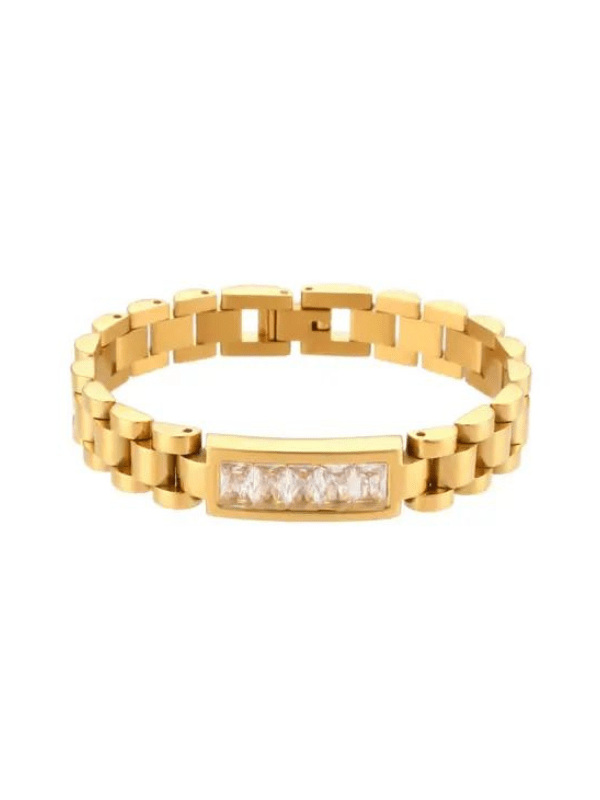 Clear Zirconia Wristwatch Chain Bracelet - Themasonboutique