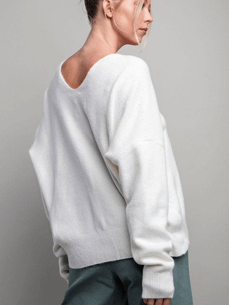 Off White Ultra-Soft V-Neck Sweater