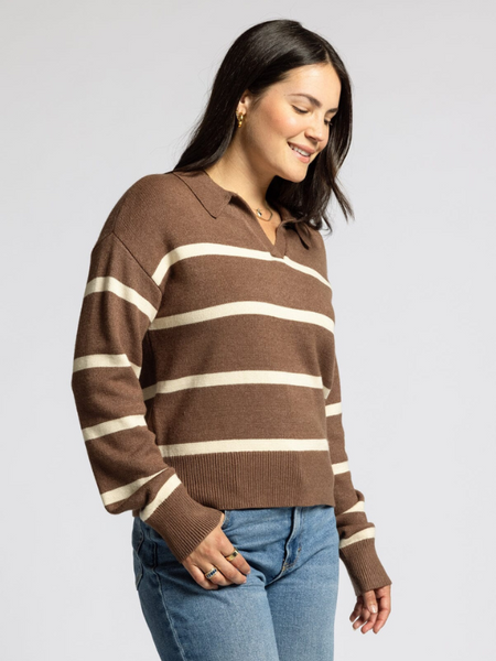 Lotus Sweater - Brown Ivory Plaid - Themasonboutique