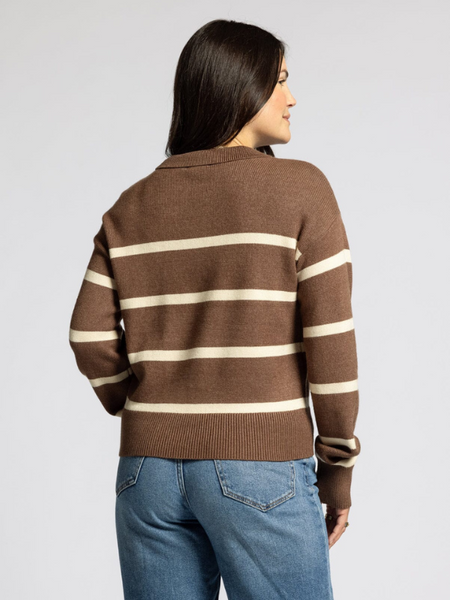 Lotus Sweater - Brown Ivory Stripe