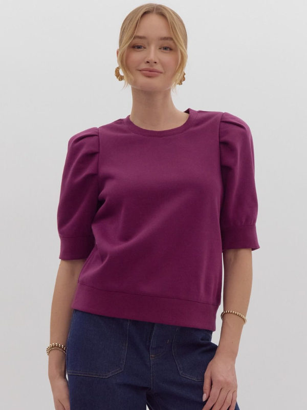 Plum Puff Short Sleeve Sweater - Themasonboutique