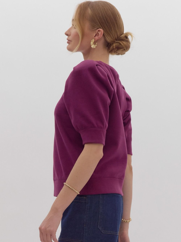 Plum Puff Short Sleeve Sweater - Themasonboutique