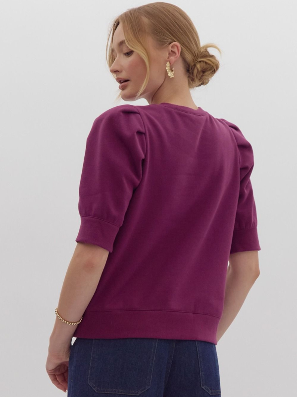 Plum Puff Short Sleeve Sweater - Themasonboutique