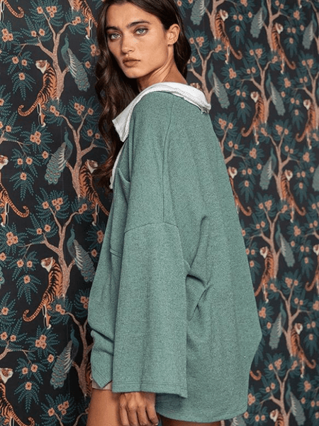Sage Oversized Collared Top