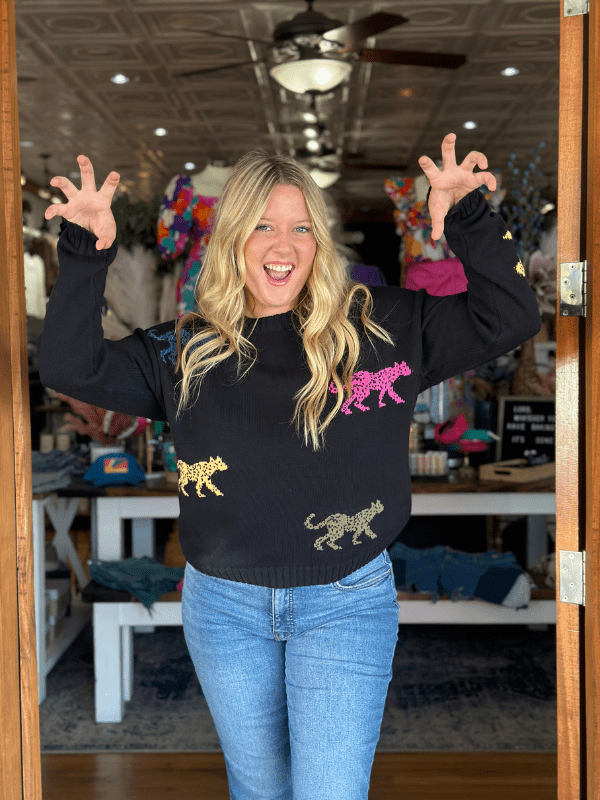 Black + Neon Cheetah Sweater
