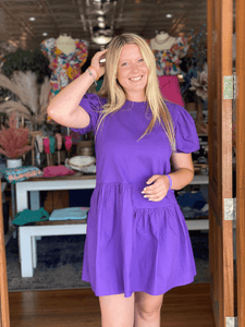 Purple Knit Woven Dress
