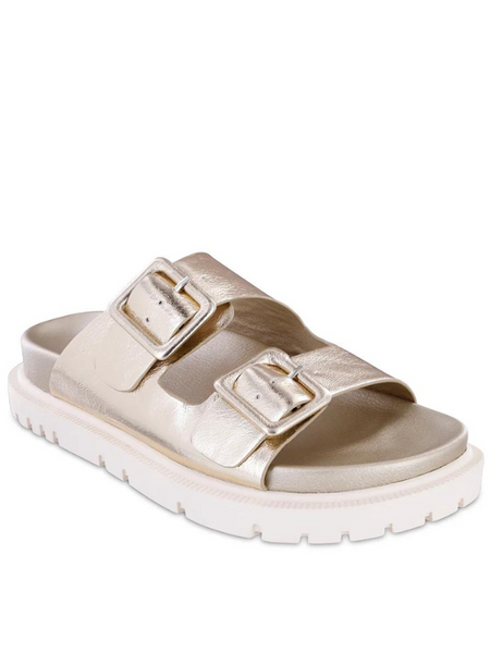 Gen Gold Metallic Buckle Slides - Themasonboutique