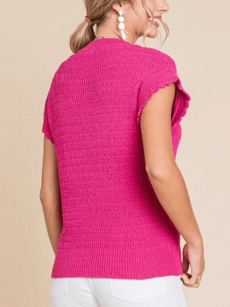 Fuchsia Textured Knit Sleeveless Top