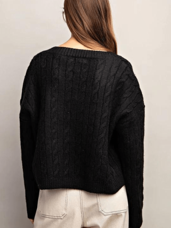 Black Beautiful Embroidered Sweater - Themasonboutique