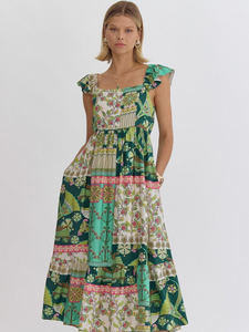 Green Patchwork Dress