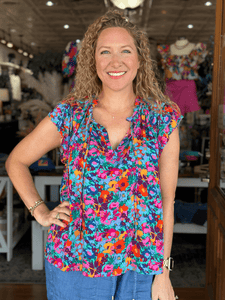 Pink Floral Sleeveless Top
