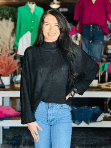 Black Cross Knitted Sweater