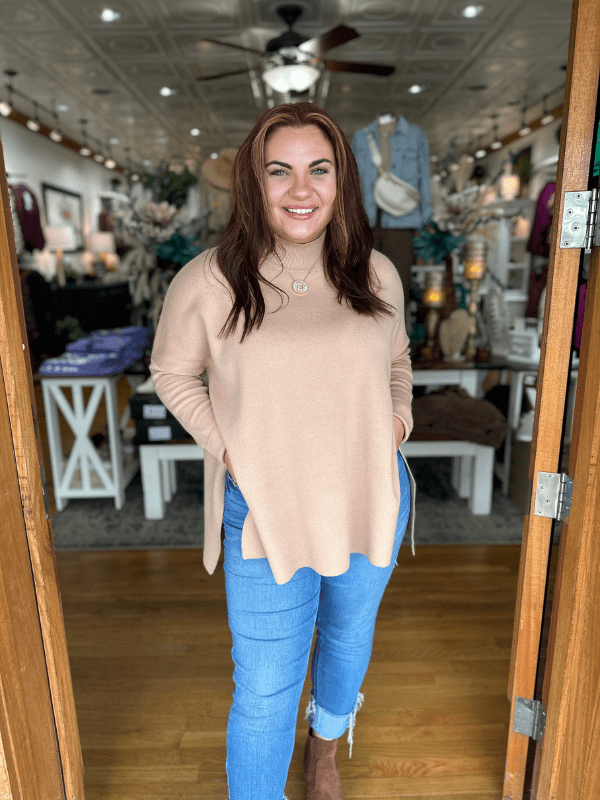 Bone Long Sleeve Tunic Top