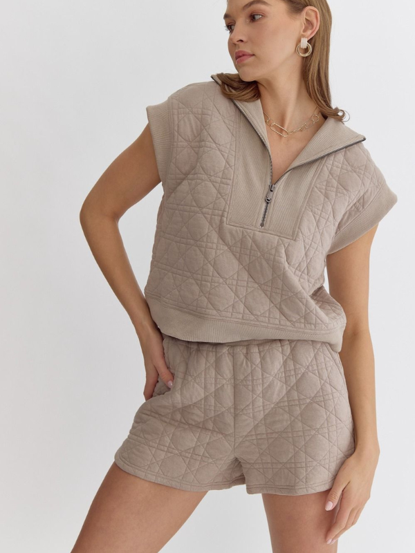 Quilted Shorts - Taupe