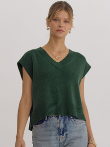 Forest V-Neck Sleeveless Sweater - Themasonboutique