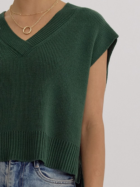 Forest V-Neck Sleeveless Sweater - Themasonboutique