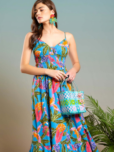 Royal Tropical Midi Dress