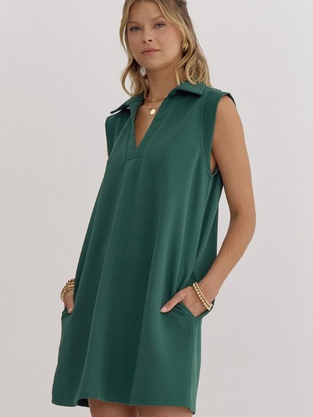 Hunter Green Textured Athletic Mini Dress - Themasonboutique