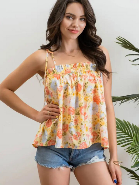 Tie Strap Tunic Floral Top - Themasonboutique