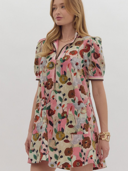 Pink Floral Pocket Mini Dress - Themasonboutique