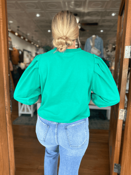 Sea Green Pleated Sweatshirt
