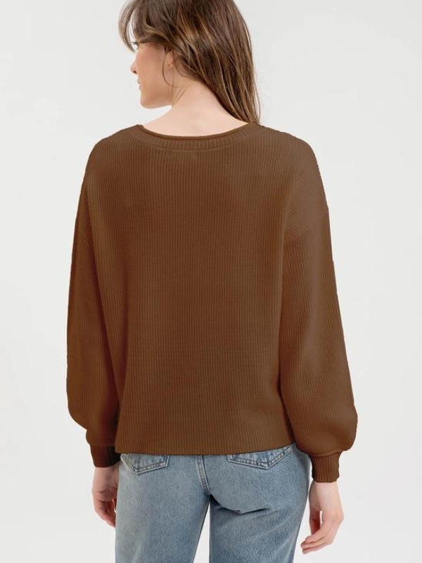 Cinnamon Split Neck Sweater - Themasonboutique