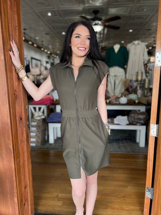 Army Mini Zip Dress