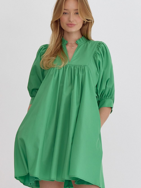 Green Puff Sleeve Dress