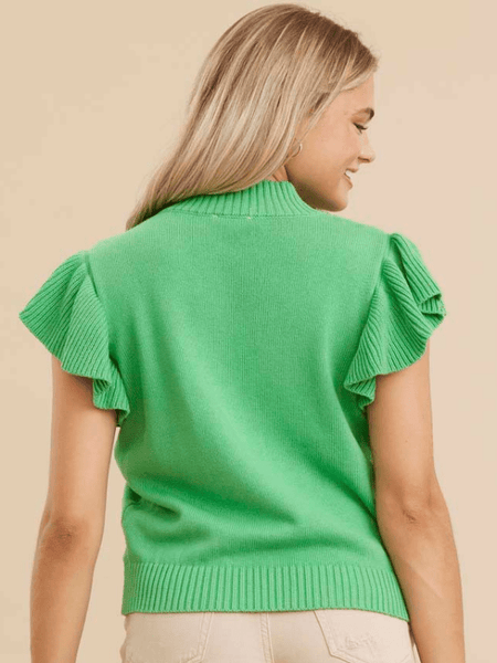 Apple Green Ruffle Knit Top